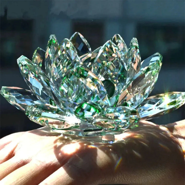 Lisslune | Crystal Lotus Flower Figurine Home Wedding Decoration Glass Art Collection Paperweight Office Table Ornaments Souvenir Gifts