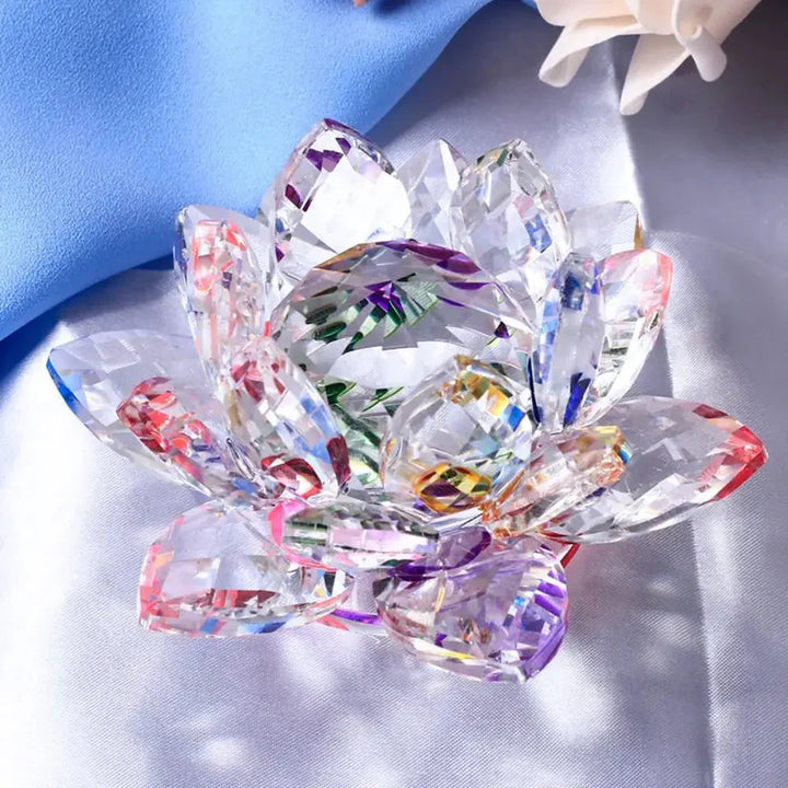 Lisslune | Crystal Lotus Flower Figurine Home Wedding Decoration Glass Art Collection Paperweight Office Table Ornaments Souvenir Gifts