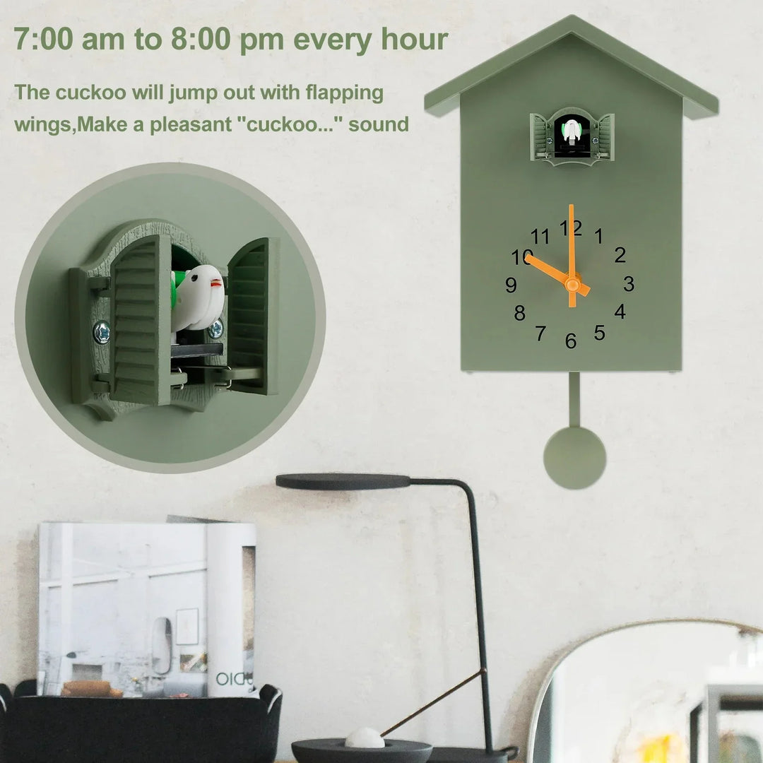 Lisslune | Cuckoo Clock Cuckoo Sound Clock with Pendulum Delicate Cuckoo Clock Bird Battery Operated Cuckoo Wall Clock for Living Room Decor