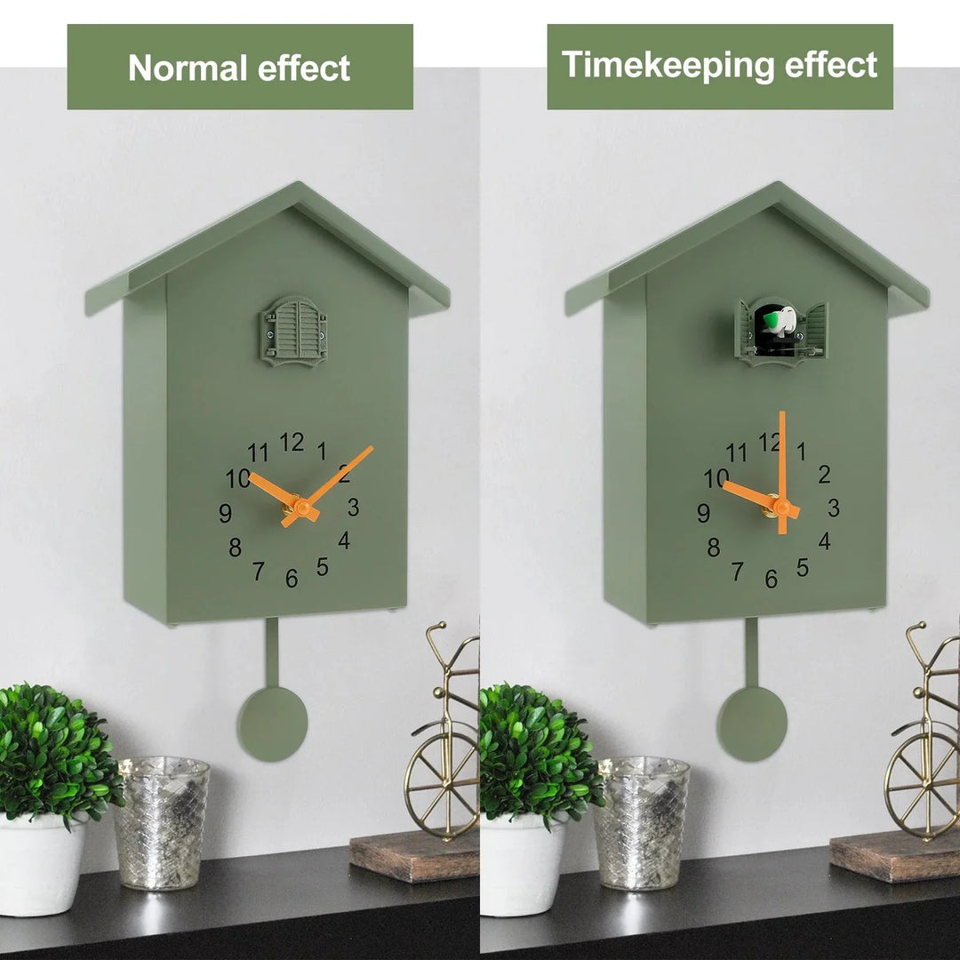 Lisslune | Cuckoo Clock Cuckoo Sound Clock with Pendulum Delicate Cuckoo Clock Bird Battery Operated Cuckoo Wall Clock for Living Room Decor
