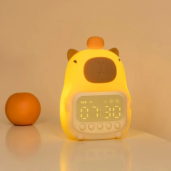 Lisslune | Capybara Clock Lamp - Rechargeable Digital Alarm Clock with Night Light & Touch Snooze