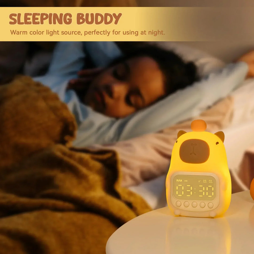Lisslune | Capybara Clock Lamp - Rechargeable Digital Alarm Clock with Night Light & Touch Snooze