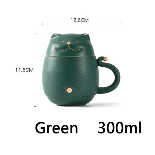 Lisslune | Cute cat tea cup made of ceramic with strainer