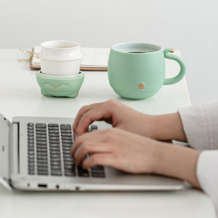 Lisslune | Cute cat tea cup made of ceramic with strainer