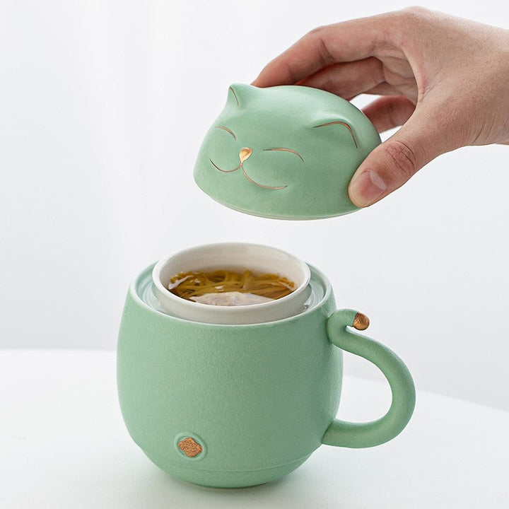 Lisslune | Cute cat tea cup made of ceramic with strainer