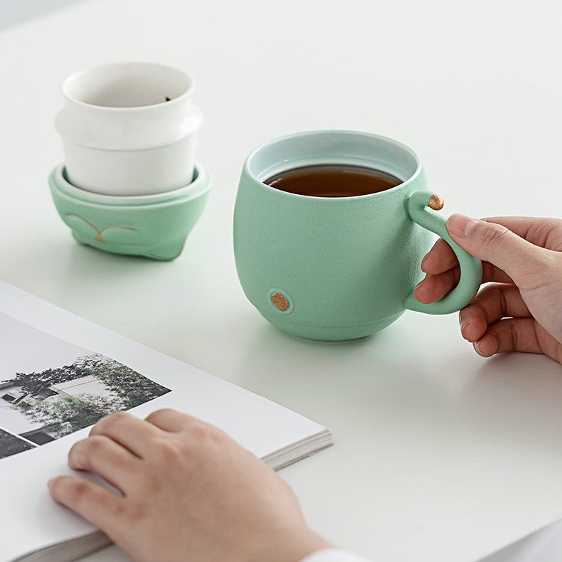Lisslune | Cute cat tea cup made of ceramic with strainer