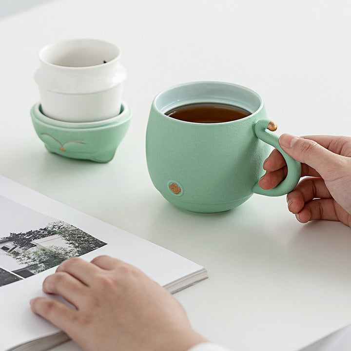Lisslune | Cute cat tea cup made of ceramic with strainer