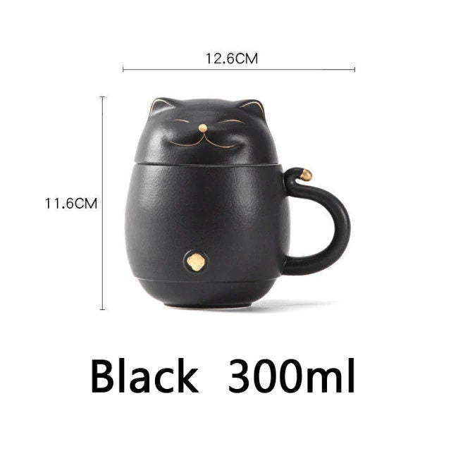 Lisslune | Cute cat tea cup made of ceramic with strainer