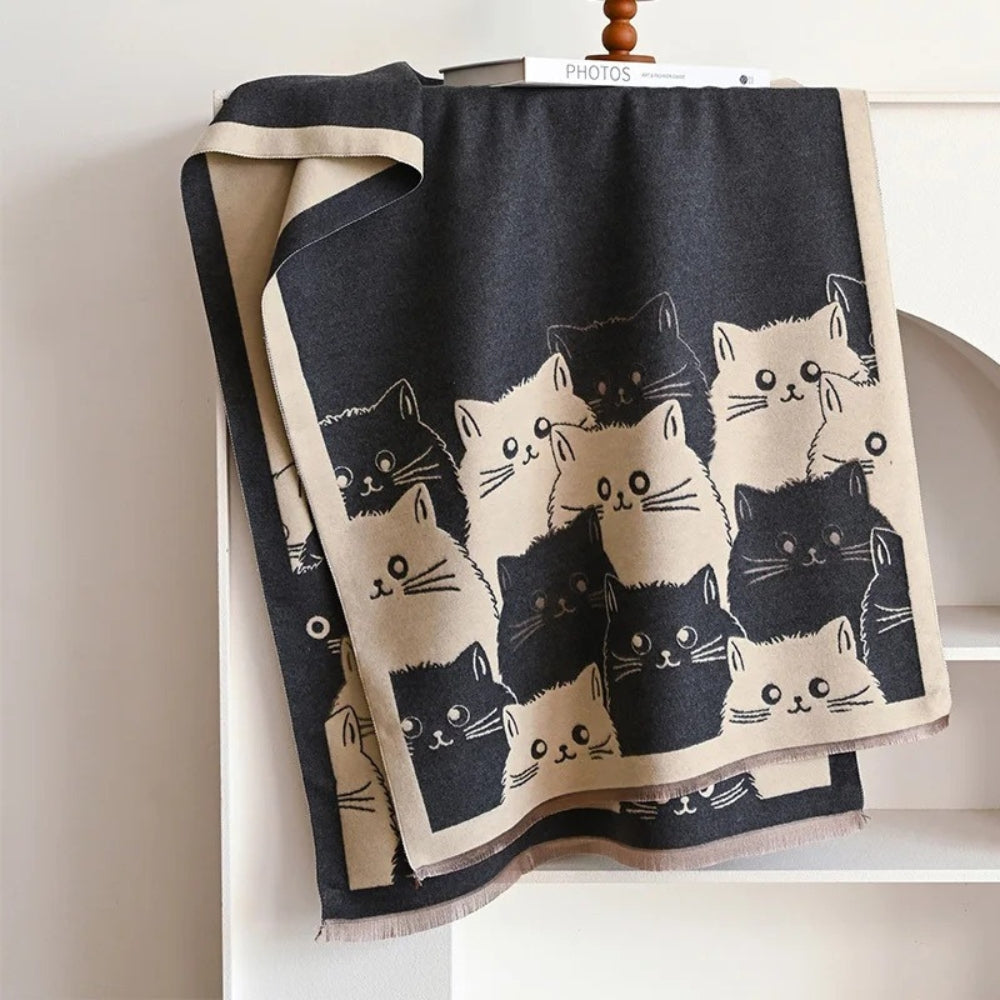 Lisslune | Cute Cat Jacquard Winter Scarf