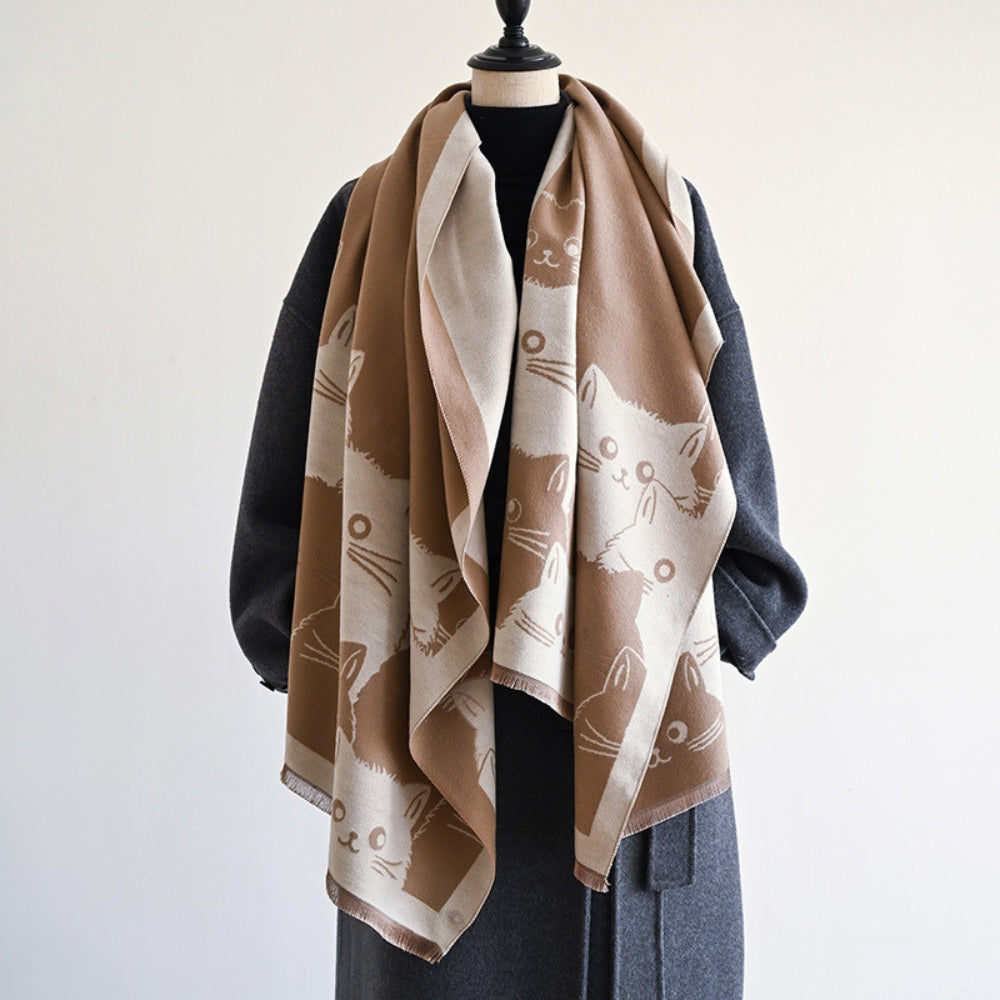 Lisslune | Cute Cat Jacquard Winter Scarf