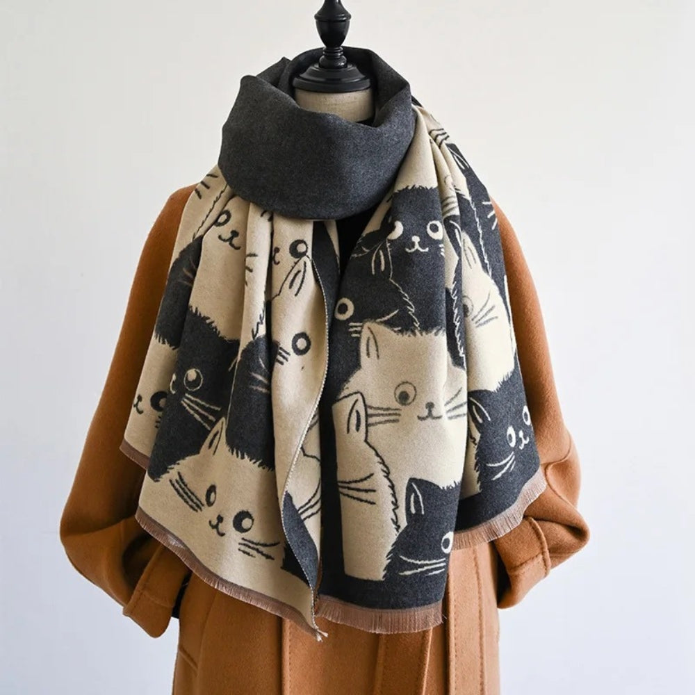 Lisslune | Cute Cat Jacquard Winter Scarf