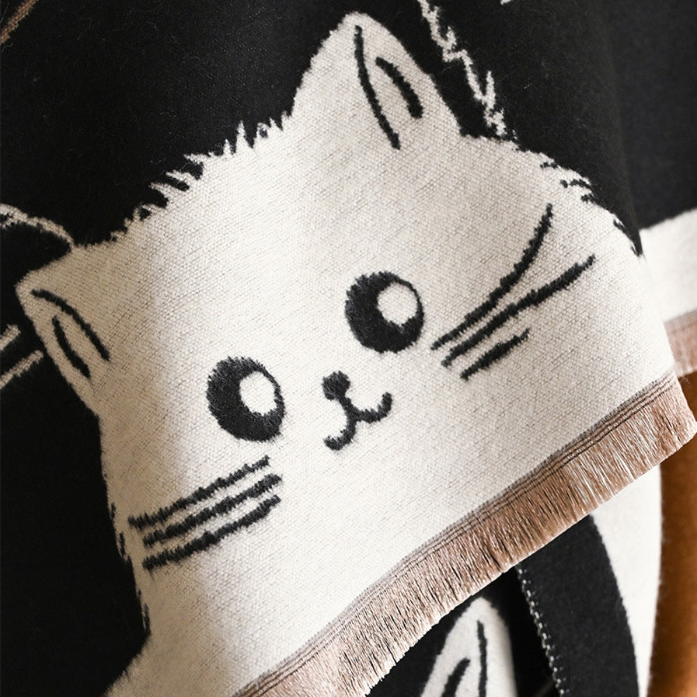 Lisslune | Cute Cat Jacquard Winter Scarf
