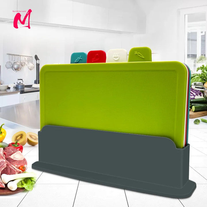 Lisslune | Cutting board set (4 pieces) with practical holder