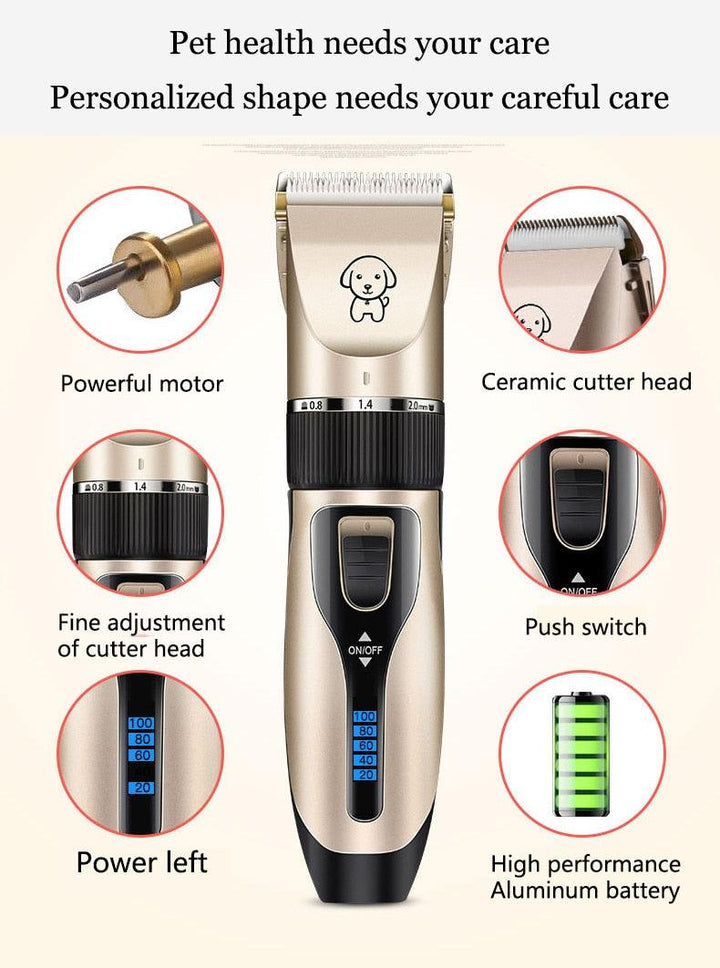Lisslune | Whisper-Quiet Pet Grooming Hair Clipper Set for Dogs and Cats