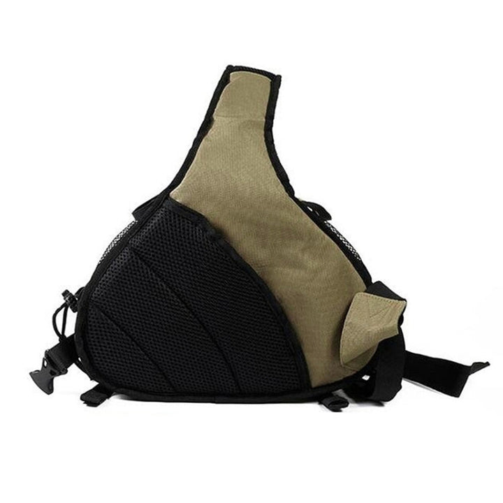 Lisslune | CADEN Triangle Tscope Sling Shoulder Cross Digital Camera Bags Case Soft Bag with Rain Cover for Canon Nikon Sony K1, Size: 36*31*15cm (Army Green)
