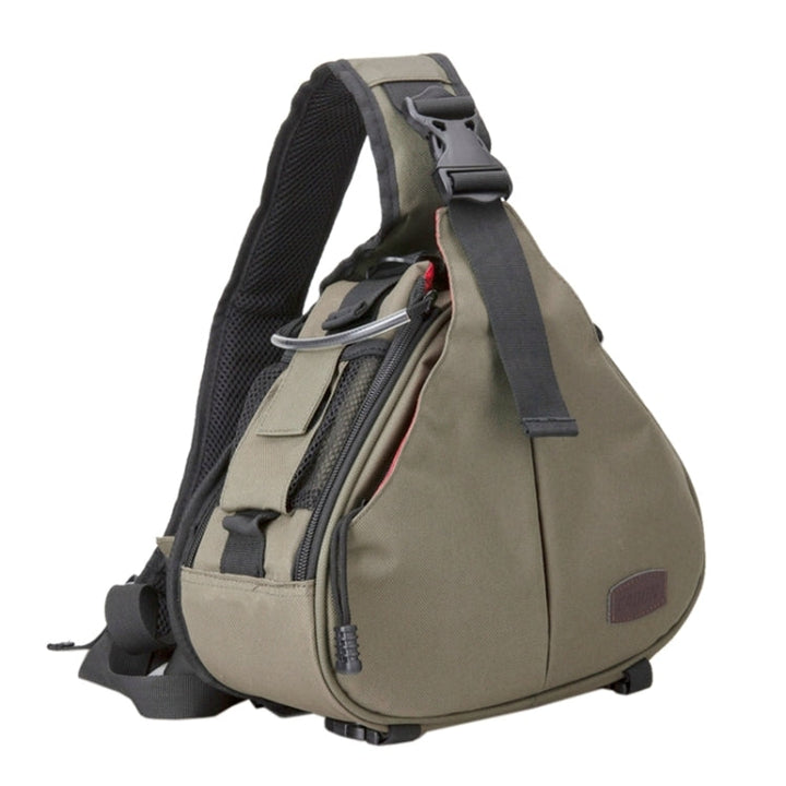 Lisslune | CADEN Triangle Tscope Sling Shoulder Cross Digital Camera Bags Case Soft Bag with Rain Cover for Canon Nikon Sony K1, Size: 36*31*15cm (Army Green)