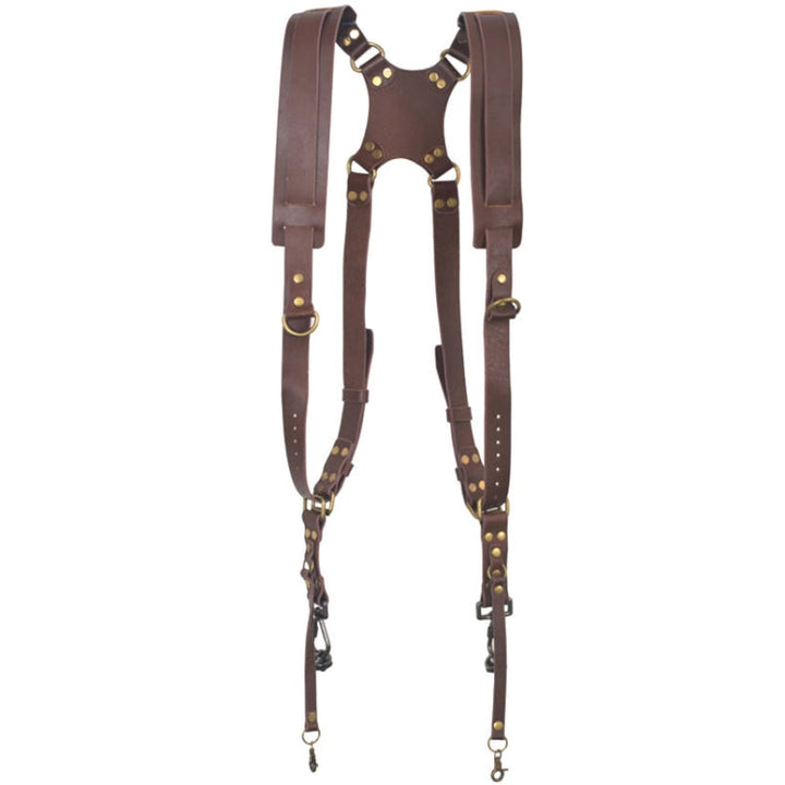 Lisslune | Quick Release Anti-Slip Dual Shoulder Leather Harness Camera Strap with Metal Hook for SLR / DSLR Cameras (Brown)