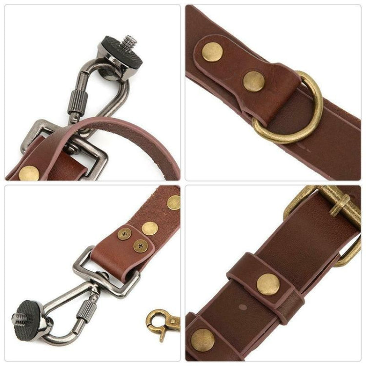 Lisslune | Quick Release Anti-Slip Dual Shoulder Leather Harness Camera Strap with Metal Hook for SLR / DSLR Cameras (Brown)