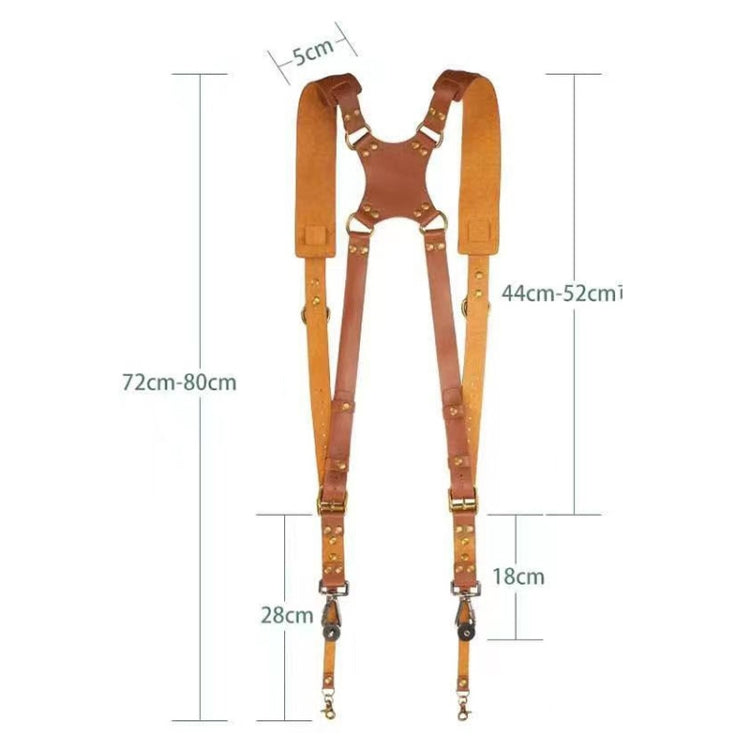 Lisslune | Quick Release Anti-Slip Dual Shoulder Leather Harness Camera Strap with Metal Hook for SLR / DSLR Cameras (Brown)