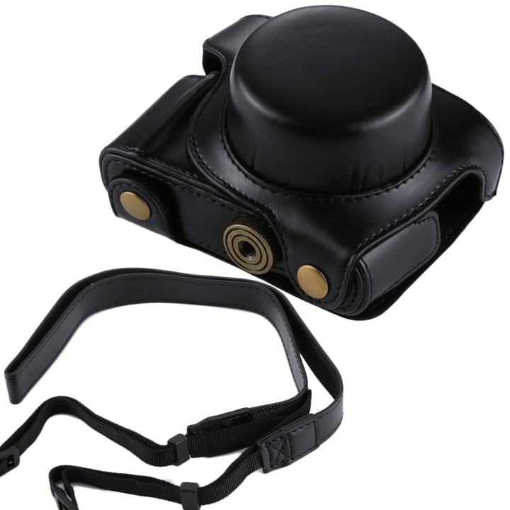 Lisslune | Full Body Camera PU Leather Camera Bag with Strap for Panasonic Lumix GF7 / GF8 / GF9 (12-32mm / 14-42mm Lens)(Black)