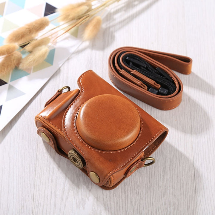 Lisslune | Full body bag made of PU leather with shoulder strap for Canon G9X / G9X II (Brown)