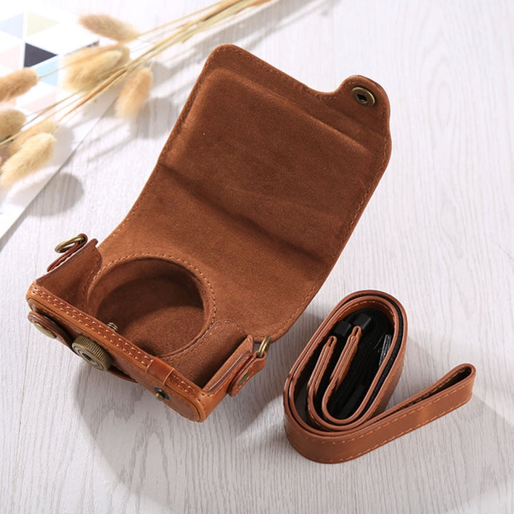 Lisslune | Full body bag made of PU leather with shoulder strap for Canon G9X / G9X II (Brown)