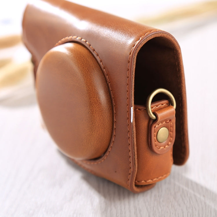 Lisslune | Full body bag made of PU leather with shoulder strap for Canon G9X / G9X II (Brown)