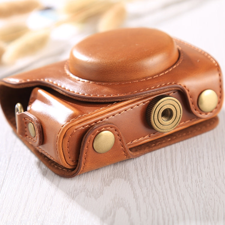 Lisslune | Full body bag made of PU leather with shoulder strap for Canon G9X / G9X II (Brown)