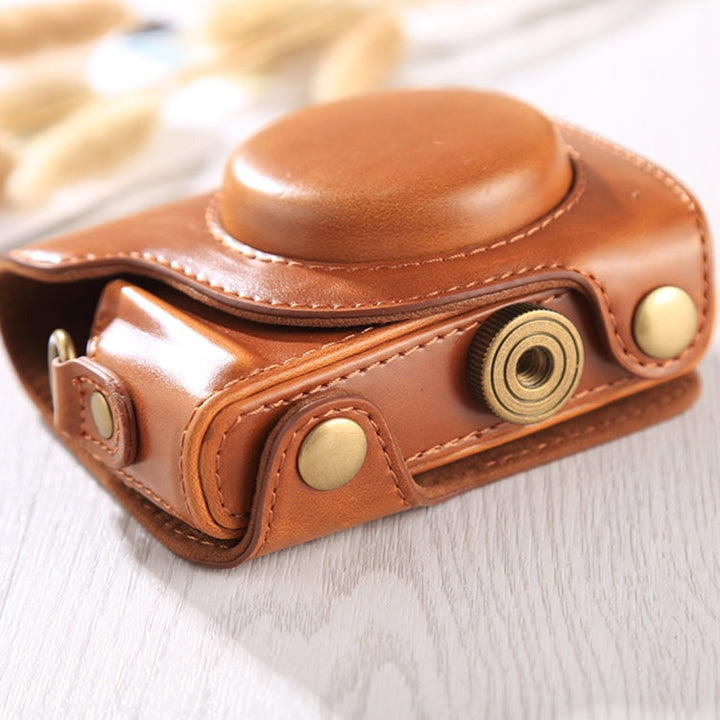 Lisslune | Full body bag made of PU leather with shoulder strap for Canon G9X / G9X II (Brown)