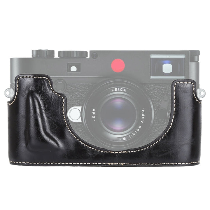 Lisslune | 1/4 inch Thread PU Leather Camera Half Case Base for Leica M10 (Black)