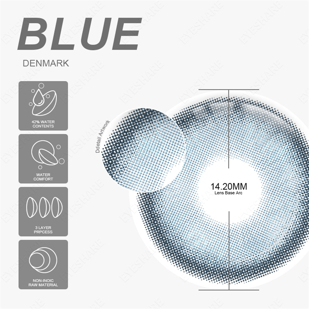Rynx Denmark Blue 1 Day Use I 14.2mm, 10 pieces=5 pairs