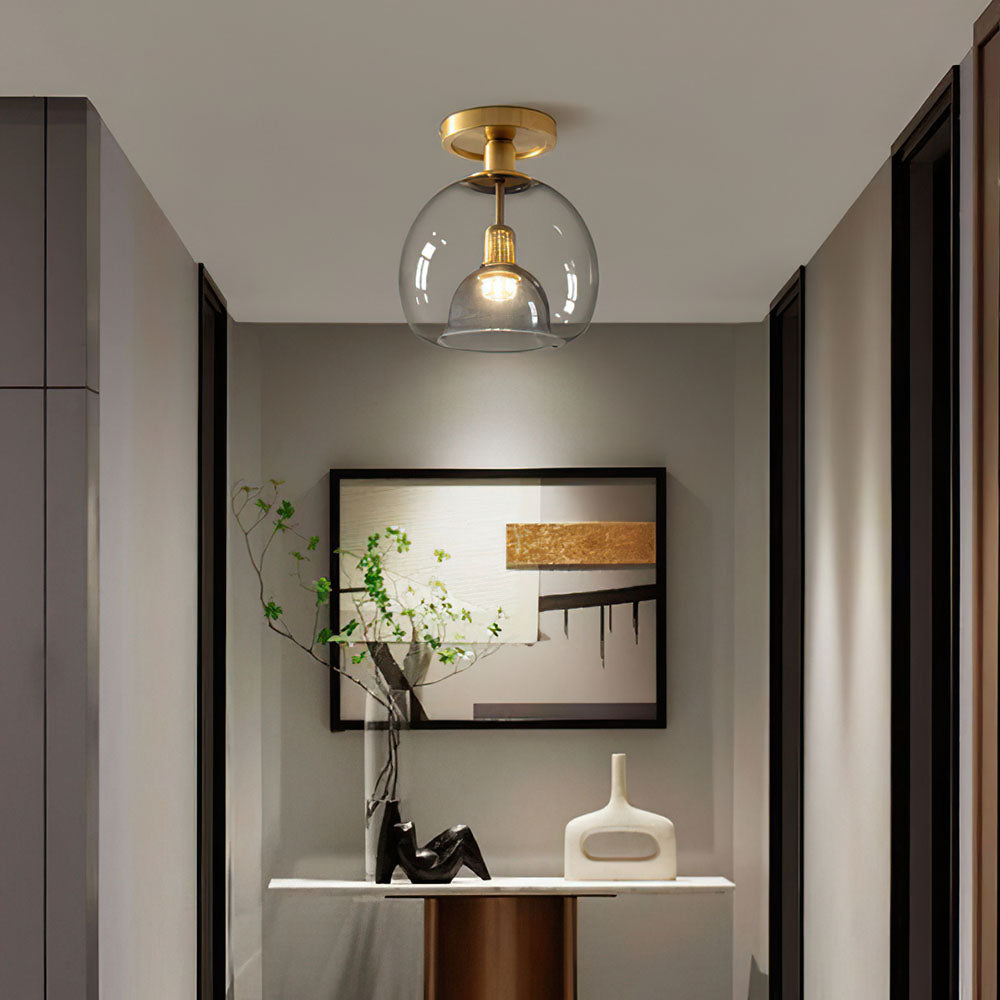 Lisslune | Modern Grey Glass Ceiling Light Fixture for Hallway & Entryway Lighting