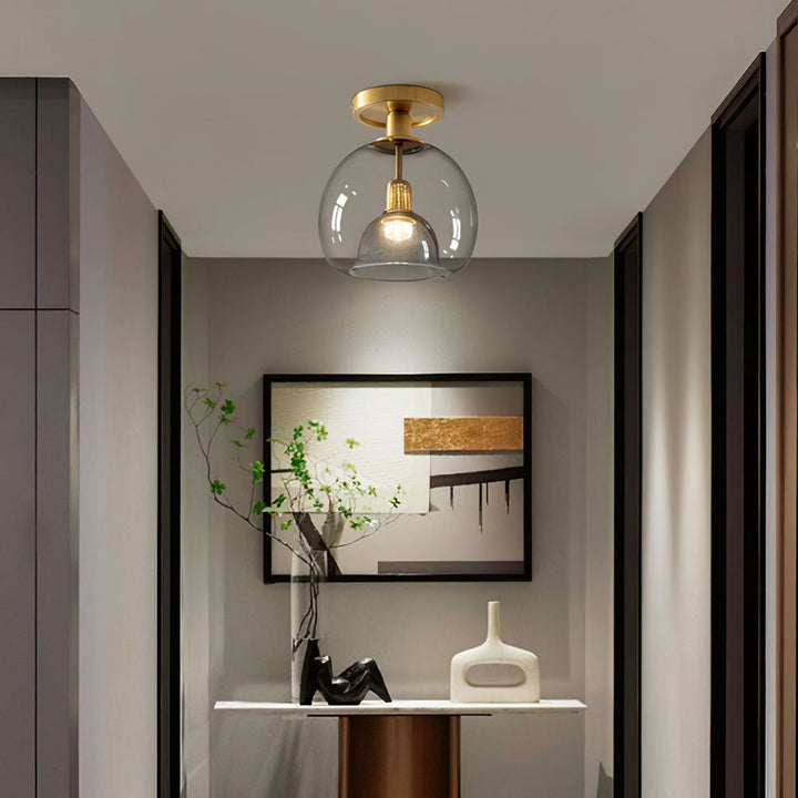 Lisslune | Modern Grey Glass Ceiling Light Fixture for Hallway & Entryway Lighting