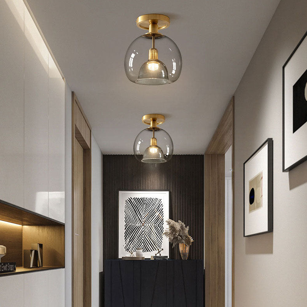 Lisslune | Modern Grey Glass Ceiling Light Fixture for Hallway & Entryway Lighting