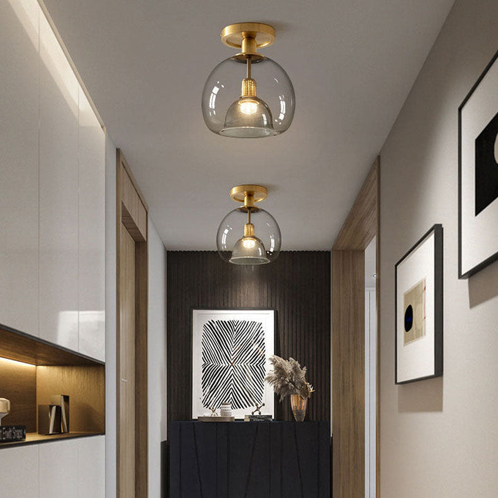 Lisslune | Modern Grey Glass Ceiling Light Fixture for Hallway & Entryway Lighting