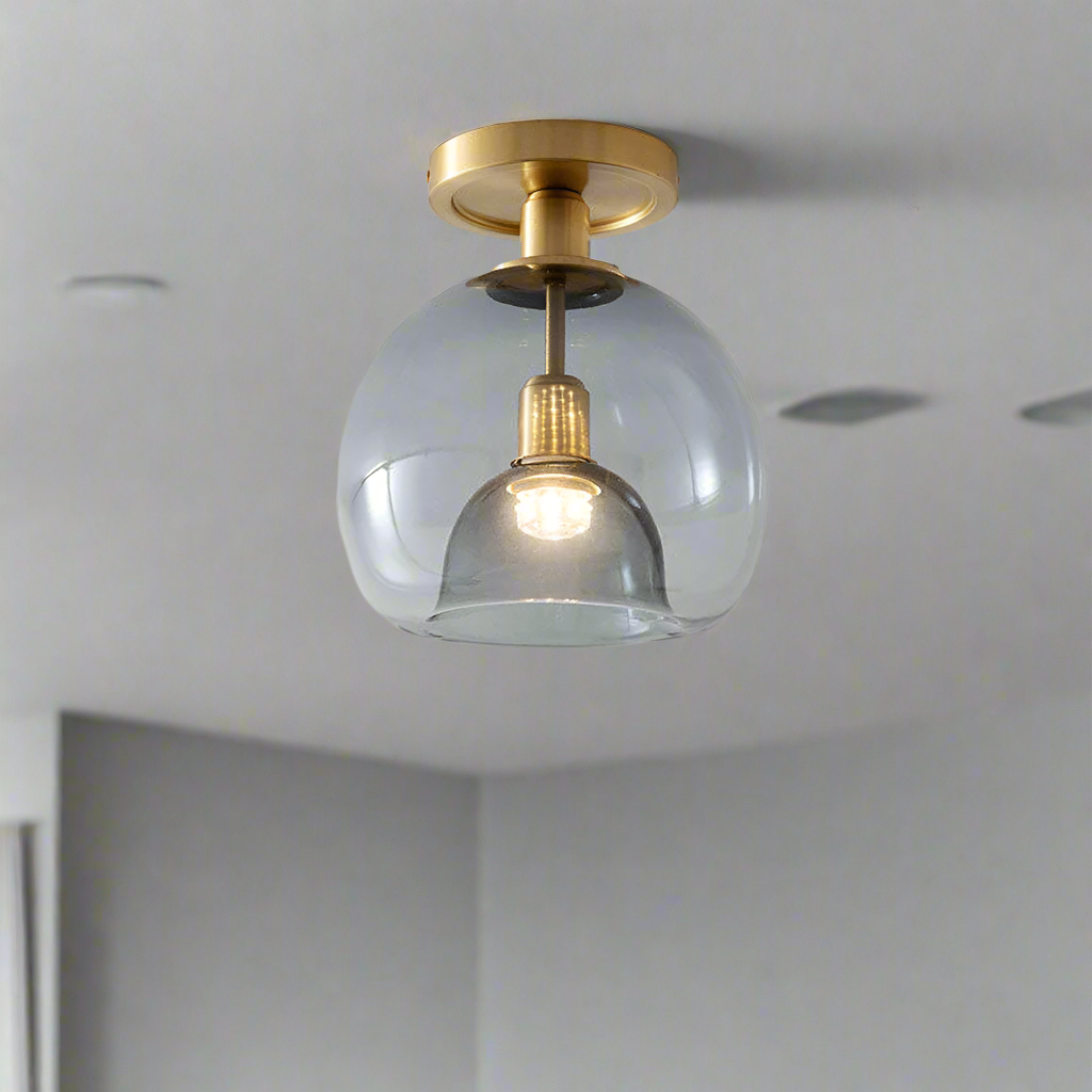Lisslune | Modern Grey Glass Ceiling Light Fixture for Hallway & Entryway Lighting