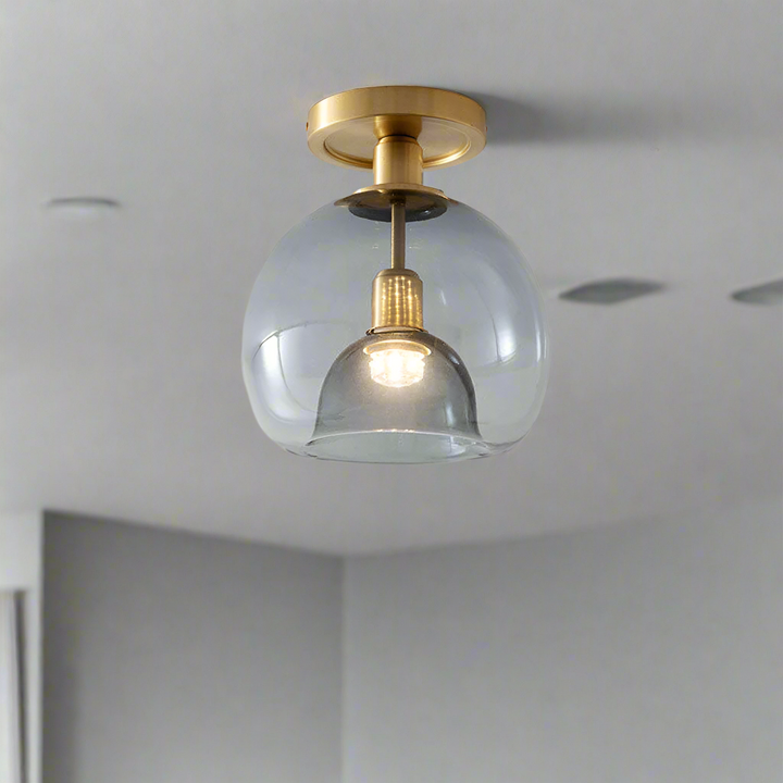 Lisslune | Modern Grey Glass Ceiling Light Fixture for Hallway & Entryway Lighting