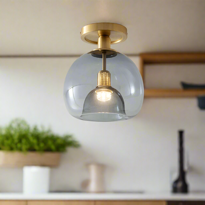 Lisslune | Modern Grey Glass Ceiling Light Fixture for Hallway & Entryway Lighting