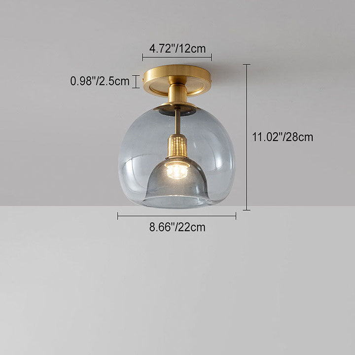 Lisslune | Modern Grey Glass Ceiling Light Fixture for Hallway & Entryway Lighting