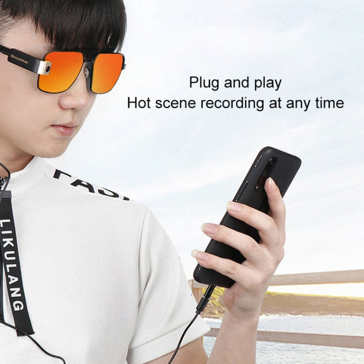 Lisslune | Groudchat JP1DV1 1080P HD Smart Camera Mobile Phone USB Live Camera for Glasses Legs, Built-in sound-absorbing and noise-reducing microphone (Black)
