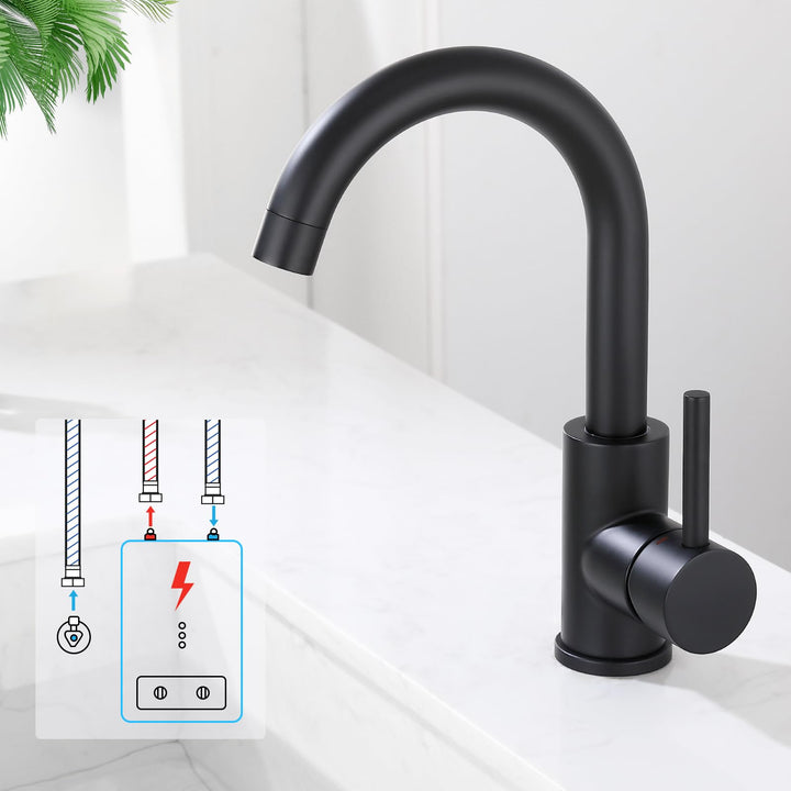 Lisslune | Low-pressure Faucet Bath/Kitchen Black Basin Faucet 360° Swivel