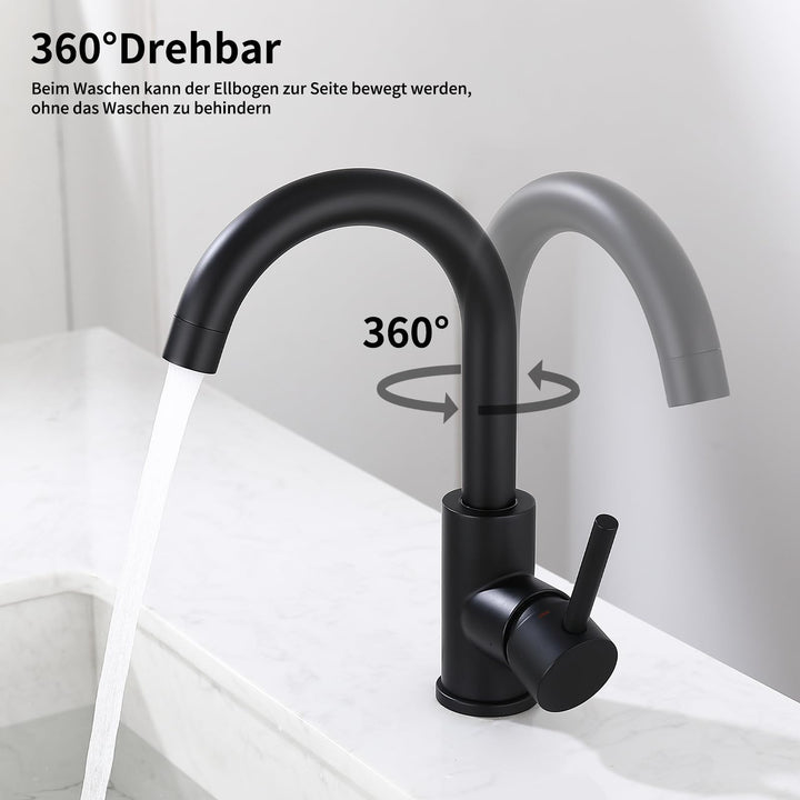 Lisslune | Low-pressure Faucet Bath/Kitchen Black Basin Faucet 360° Swivel