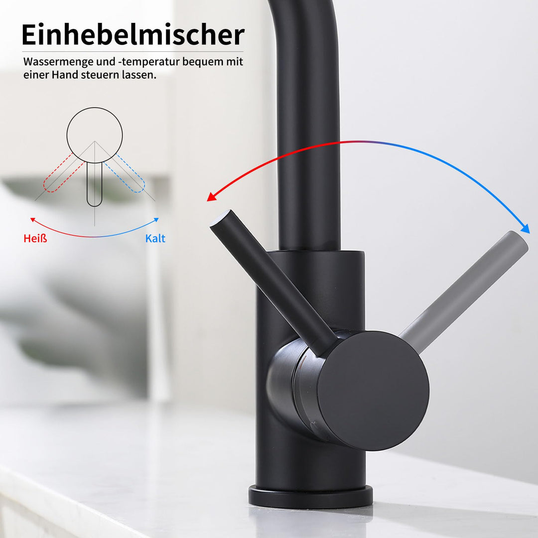 Lisslune | Low-pressure Faucet Bath/Kitchen Black Basin Faucet 360° Swivel
