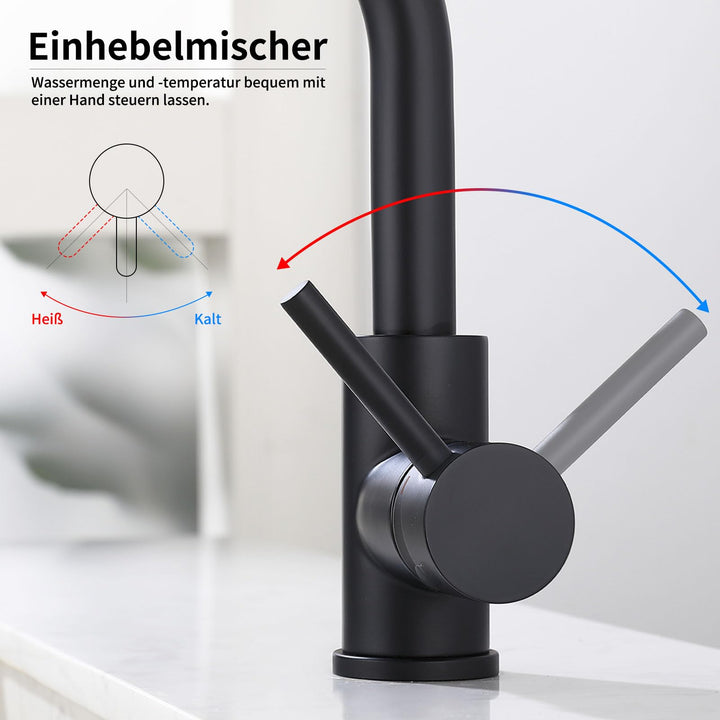 Lisslune | Low-pressure Faucet Bath/Kitchen Black Basin Faucet 360° Swivel