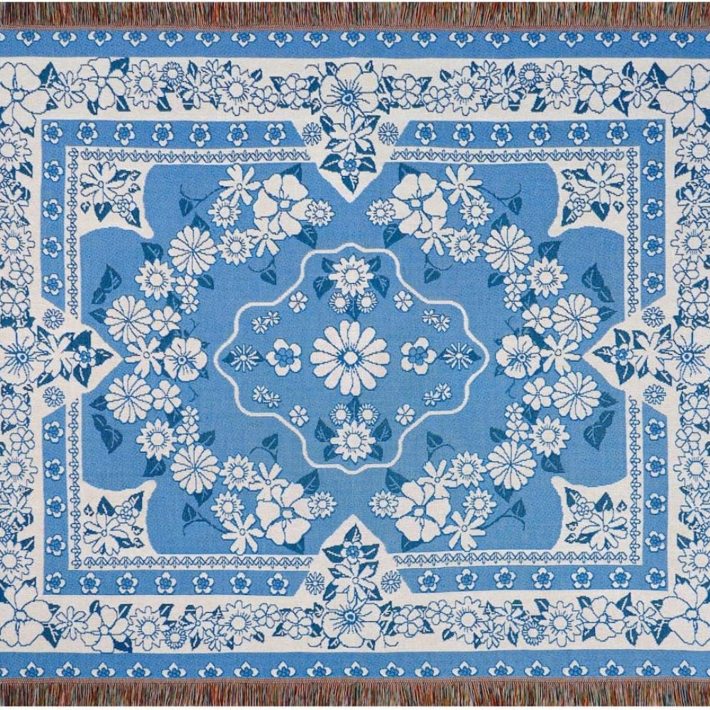 Lisslune | Blue Daisy Bloom Boho Travel Outdoor Blanket