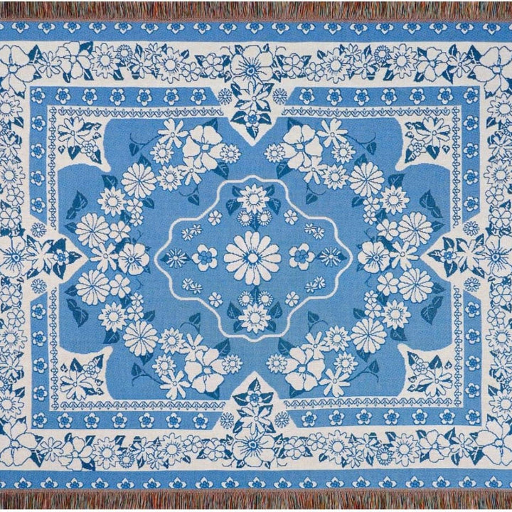 Lisslune | Blue Daisy Bloom Boho Travel Outdoor Blanket