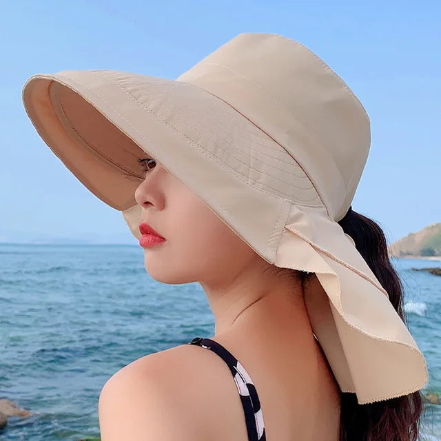 Lisslune | SUNNY | Women's sun hat for the sun | Wide brim UV neck protection | Solar beach hat woman