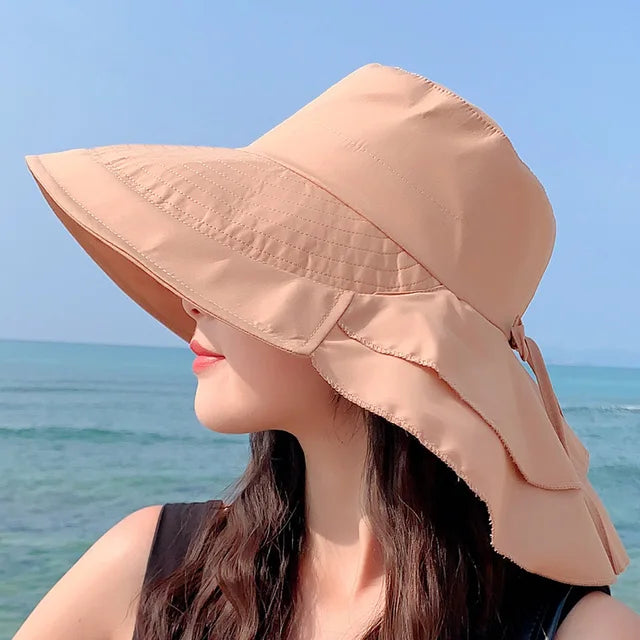 Lisslune | SUNNY | Women's sun hat for the sun | Wide brim UV neck protection | Solar beach hat woman