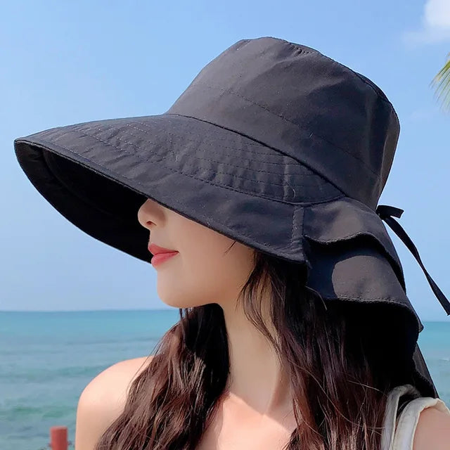 Lisslune | SUNNY | Women's sun hat for the sun | Wide brim UV neck protection | Solar beach hat woman