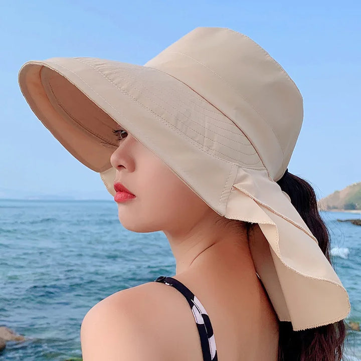 Lisslune | SUNNY | Women's Sun Hat for the Sun | Wide Brim UV Neck Protection | Solar Beach Hat Women
